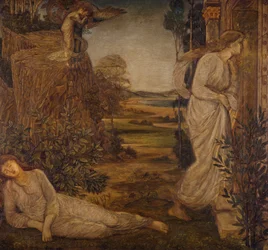 Ámor és Psyche – Palota zöld falfestményei – Zephyrus Bearing Psyche to the Mountain, 1881