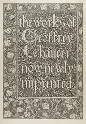 Címlap, Geoffrey Chaucer műveiből, most új impresszum, William Morris (1834-96) metszete 1896