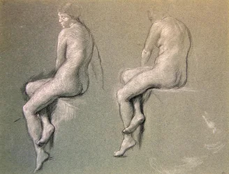 Tanulmányok a „The Champion Swimmer” számára, 1914 körül (kréta papíron)