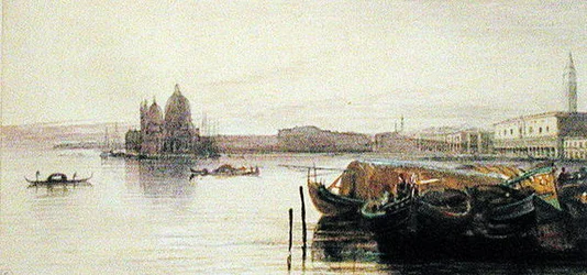 Santa Maria della Salute templom, Velence (akvarell, papír)
