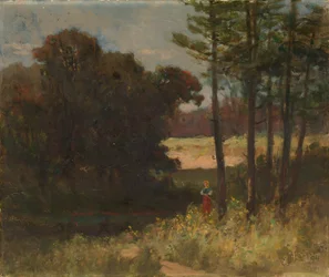 Névtelen táj fákkal és nővel, 1894.