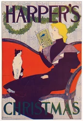 A Harpers New Monthly Magazine plakátja, 1894 karácsonya (színes litográfia)