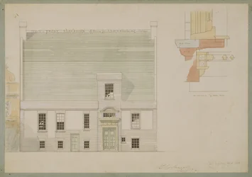 A ház homlokzata a J.A.M. Whistler Esq, Tite Street, Chelsea, 1877 (toll, tinta és wc papíron) (lásd még: 176476)