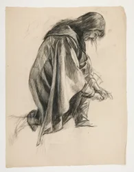Sir Lancelot és Sir Bors figura tanulmánya Galahadnak a sarkantyúival (?), a The Quest of the Holy Grailből (a második a Boston Public Library számára készült tizenöt festménysorozatból, 1901-ben).