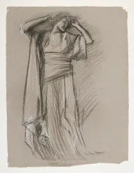 Ábratanulmány a Leányok kastélyához(?), A Szent Grál küldetéséből (15 festményből álló sorozat a Boston Public Library számára, 1901-ben elkészült)