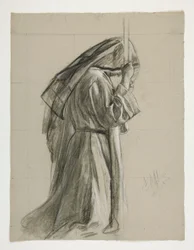 Ábratanulmány Sir Galahad lovaggá ütéséhez, A Szent Grál küldetéséből (15 festménysorozat a Boston Public Library számára, 1901-ben fejeződött be)