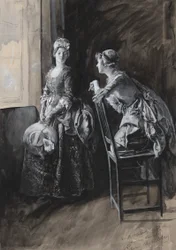 Miss Neville és Miss Hardcastle, Oliver Goldsmith illusztrációja
