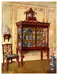 Faragott porcelán tok Chippendales kínai módra, 1911-1912.