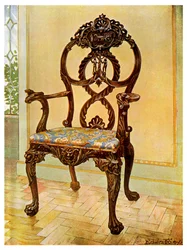 Faragott korai Chippendale elnöki szék, 1911-1912.