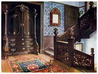Faragott diófa bomba szekrény, 1910-ben.