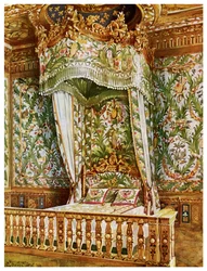 Marie Antoinette aranyozott ágya, Queens Bedroom, Fontainebleau palota, Franciaország, 1911-1912.