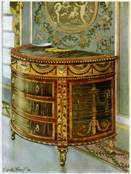 Intarziás szaténfa komód ormolu rögzítéssel, 1911-1912.