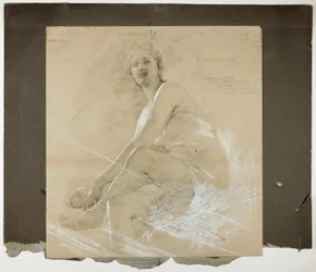 Terpsichore (recto) és Táncoló női figura (verso), Mural Studies for Drawing Room Ceiling, Collis P. Huntington lakóhelye, jelenleg a Yale Egyetem Művészeti Galériája
