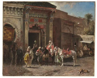 A fegyverkereskedő (Egy marokkói bazár kapuja előtt), 1878-1880 körül (olaj, vászon)