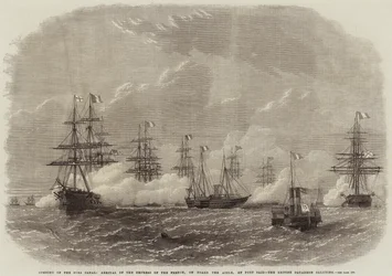 A Szuezi-csatorna megnyitása, a franciák császárnője érkezése az Aigle fedélzetén, Port Saidban, a brit osztag tiszteleg