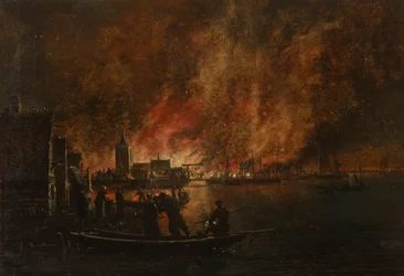 Éjszakai tűz a holland város felett