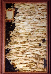 Peru térképe, készítette Egnazio Danti (1536-1586) matematikus, kozmográfus és olasz építész. 1567 körül. Firenze, Palazzo Vecchio, Sala del Mappamondo