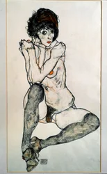 Ülő női akt. Egon Schiele rajza