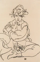 Ülő lány széttárt lábakkal, 1918