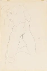 Térdelő női akt, 1912