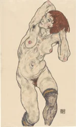 Akt fekete harisnyában, 1917.