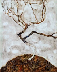 Kis fa késő ősszel - Egon Schiele (1890-1918) festménye olaj, vászon (42x33,5 cm)