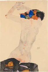 Rückenakt mit buntem Tuch Nude hátulról színes kendővel, 1911.