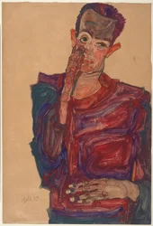 Önarckép lehúzott szemhéjjal, 1910