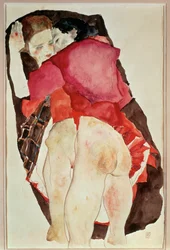 Két lány (gouache, akvarell és ceruza)
