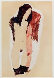 Két fekvő lány (gouache, akvarell, ceruza)