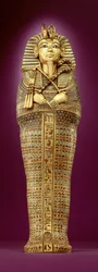 Tutanhamon sírjából származó egyik kanópuszedény-láda elölnézete (kb. i. e. 1370-1352), Újbirodalom