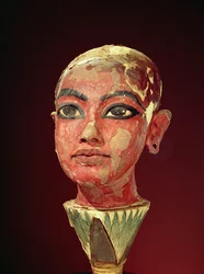 Lótuszvirágból előbukkanó gyermek király feje, Tutanhamon sírjából (kb. i. e. 1370-1352), Újbirodalom
