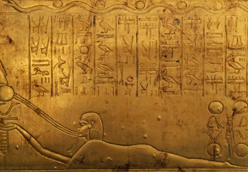 Emberi alak, dombormű a második temetkezési kápolna jobb külső tábláján, Tutanhamon kincstára, Egyiptom, Egyiptomi civilizáció, Újbirodalom, XVIII. dinasztia