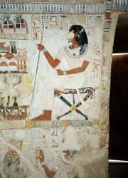 Menna munkásait felügyeli a szántóföldeken, részlet a Menna sírjának előcsarnokának freskóiról, Sheikh Abd el Qurnah Necropolis, Luxor, Théba (az UNESCO világörökségi listája)
