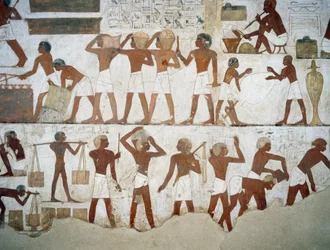 Fazekasok és munkások, részlet Rekhmire sírjának freskóiról, Abd el Qurnah Sheikh Necropolis, Luxor, Théba (az UNESCO világörökségi listája)