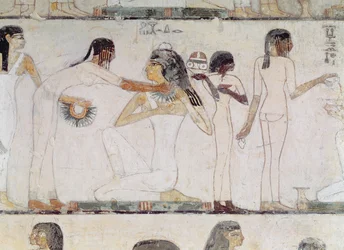 Előkelő nők toalettje Rekhmire, III. Thotmesz és II. Amenhotep vezírjének sírjából, Újbirodalom