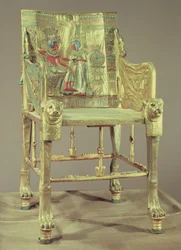 Tutanhamon trónja, kb. i. e. 1370-52, Újbirodalom, fémborított fa féldrágakő-berakással
