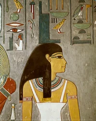 Ízisz, Egyiptom, Louxor (XVIII. dinasztia, III. Thutmosz) freskó részlete