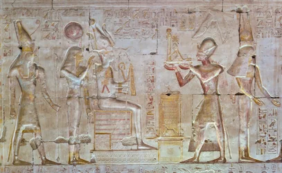 Színes dombormű, Seti I temploma, Abydos, Egyiptom
