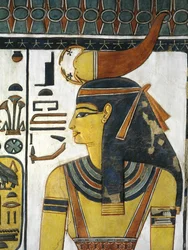 Egyiptom, Théba, Luxor, Királynők Völgye, Nefertari sírja, Előcsarnok, Falfestmények, Selket istennő