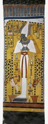 Egyiptom, Théba, Luxor, Királynők Völgye, Nefertari sírja, Ozirisz falfestménye a sírkamrában a 19. dinasztiából