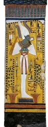 Egyiptom, Théba, Luxor, Királynők Völgye, Nefertari sírja, Ozirisz falfestménye a sírkamrában a 19. dinasztiából