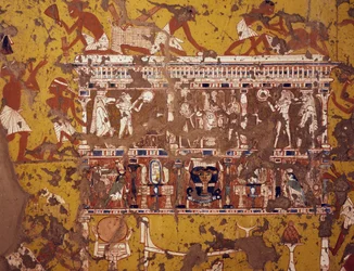 Faragott bier készítése, freskó, Ipy szobrász sírja, Deir el-Medina thébai nekropolisz (az Unesco világörökségi listája)