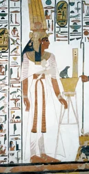 Nefertari, részlet a Nefertari-sír második kamrájának freskóiból, Királynők völgye, Luxor, Théba (UNESCO világörökségi lista)