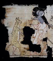 Szatirikus jelenetet ábrázoló papirusz, Kr.e. 1100 körül, IX. Ramszesz uralkodása idejéből, Részlet, Egyiptomi civilizáció, Új Királyság, XX. dinasztia