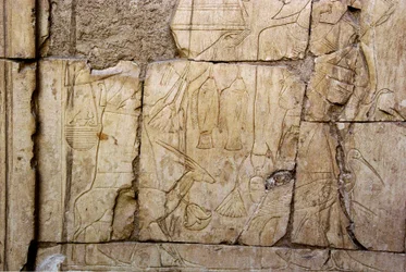 Egyiptomi antikvitás: felajánlást hordozókat ábrázoló dombormű. Ankh-Hor (Ankh Hor) sírja (TT414) (26. dinasztia, i. e. 672-525), Luxor (Théba), Egyiptom.