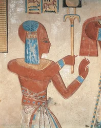 Egyiptom, ókori Théba, Királynők Völgye, halott herceg domborműve Amonherkhopesef sírjánál