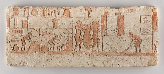 Konyhai jelenet, i.e. 1352-1336 körül (mészkő, pigment)