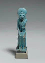 Sekhmet ülő alakja, ie 305-30 (mázas fajansz)