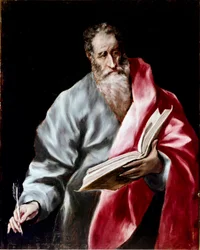 A toledói székesegyház apostolsága: „” Szent Máté”” Domenikos Theotokopoulos dit El Greco festménye (1541-1614) 1602-1605 V. 100x76 cm Toledo, katedrális